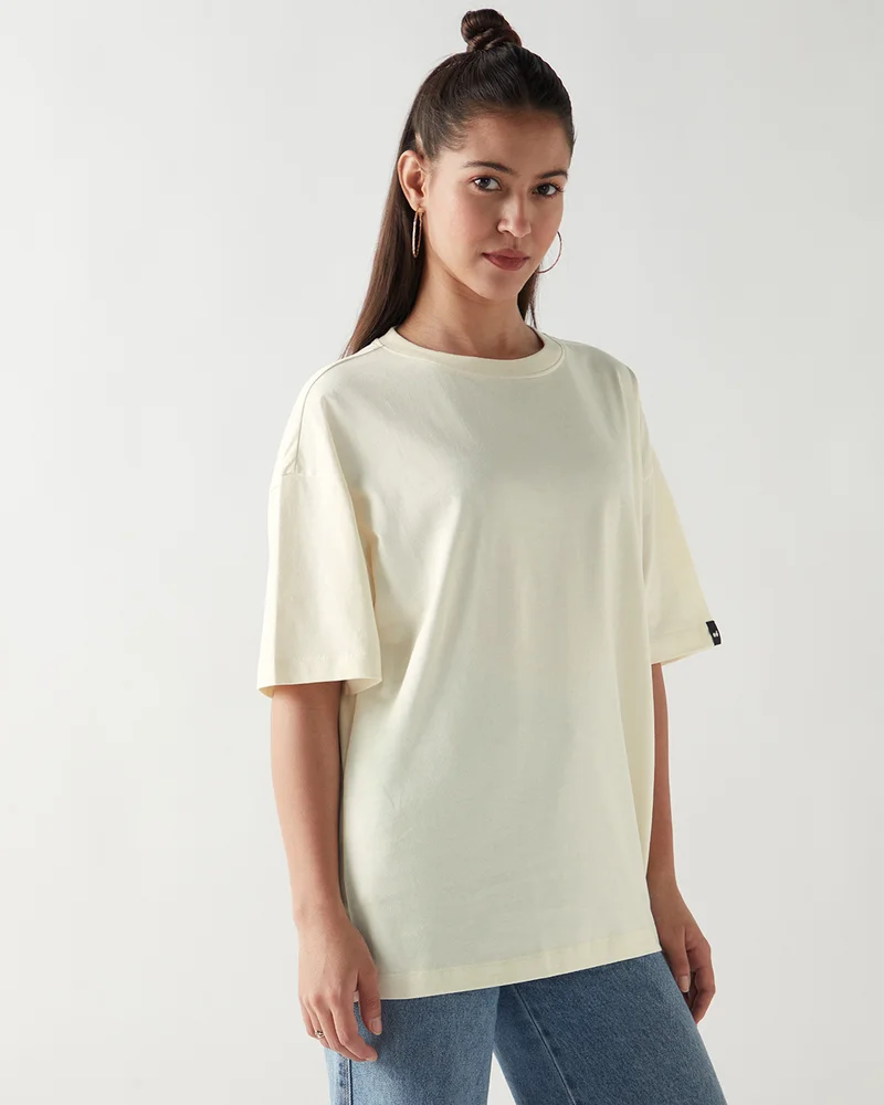 bewakoof Women's Gardenia Oversized T-shirt